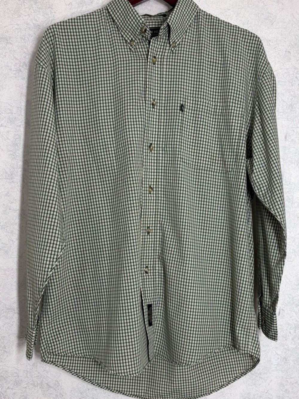 Duck Head Green and White Gingham Button-Down Shirt Wrinkle Free